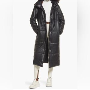 Open Edit Maxi Faux Leather Puffer jacket, medium